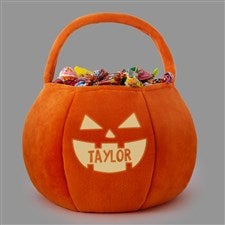 Glow-In-The-Dark Jack-o-Lantern Personalized Plush Halloween Treat Bag-Orange - 43326-O