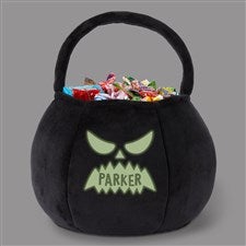 Glow-In-The-Dark Jack-o-Lantern Personalized Plush Halloween Treat Bag-Black - 43326-B