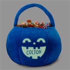 Glow-In-The-Dark Jack-o-Lantern Personalized Plush Halloween Treat Bag-Blue - 43326-BU