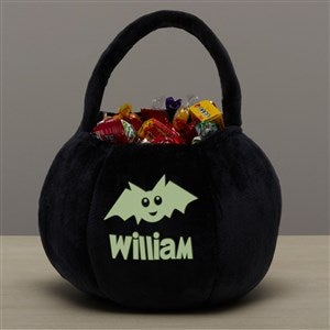 Glow-In-The-Dark Halloween Characters Personalized Plush Treat Bag-Black - 43334-B
