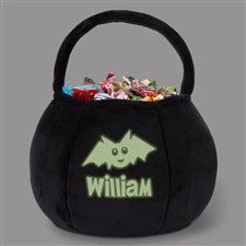 Glow-In-The-Dark Halloween Characters Personalized Plush Treat Bag-Black - 43334-B