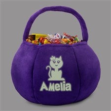 Glow-In-The-Dark Halloween Characters Personalized Plush Treat Bag-Purple - 43334-PU