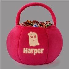 Glow-In-The-Dark Halloween Characters Personalized Plush Treat Bag-Pink - 43334-P
