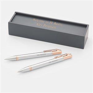Engraved Employee Silver/Rose Gold Pen and Pencil Set - 43476