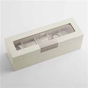Engraved White Wooden Watch Box - 43504