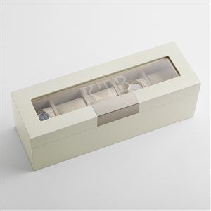 Engraved Monogram White Wooden Watch Box