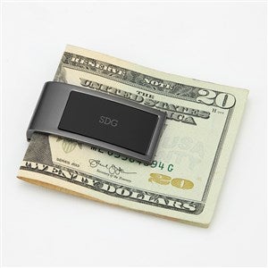 Engraved Monogram Gunmetal and Black Money Clip - 43529