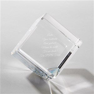 Engraved Leadership Crystal Cube Paperweight - 43575