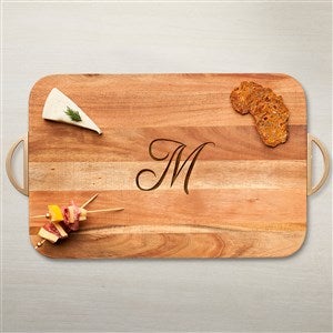 Personalized Acacia Wood Charcuterie Board - Rounded Rectangle - Initial - 43598D-I