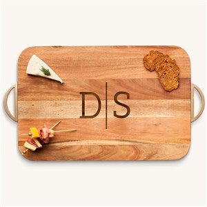 Personalized Acacia Wood Charcuterie Board - Rounded Rectangle - Monogram - 43598D-M