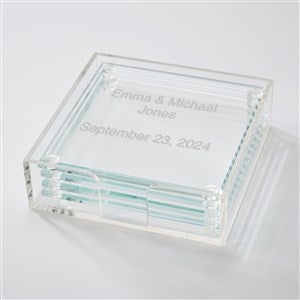 Engraved Glass Coaster Set of 4 and Holder - 43646