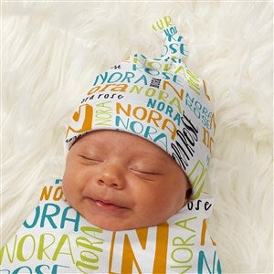 Personalized swaddle and hat set boy clearance
