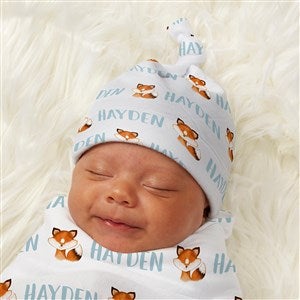 Woodland Fox Personalized Baby Top Knot Hat - 43699