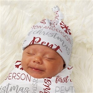 First Christmas Personalized Baby Top Knot Hat - 43701