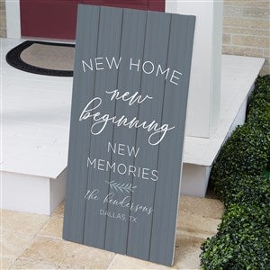 New Home, New Memories Personalized Standing Wood Sign - 43707