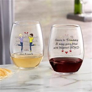 Cheers to Friendship philoSophies Personalized Stemless Wine Glass - 2 Friends - 43715-S2