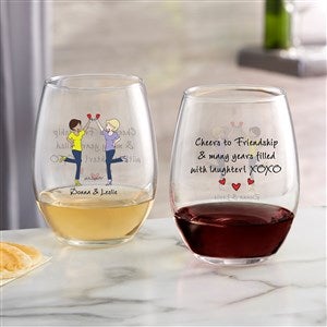 Cheers to Friendship philoSophies® Personalized Stemless Wine Glass-2 Friends - 43715-S2