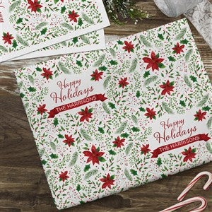 Christmas Poinsettia Personalized Wrapping Paper Sheets - Set of 3 - 43745-S