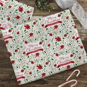 Christmas Poinsettia Personalized Wrapping Paper Roll - 18 ft - 43745-L