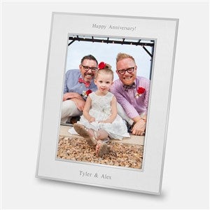Flat Iron Engraved Silver Anniversary Picture Frame - Vertical 8x10 - 43779-V