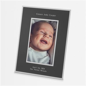 New Baby Engraved Flat Iron Black 4x6 Picture Frame - Vertical - 43798-V