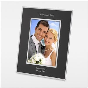 Wedding Engraved Black Flat Iron Picture Frame - Vertical 5x7 - 43806-V