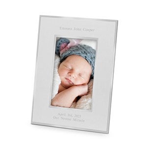 New Baby Personalized Flat Iron Silver Picture Frame - Vertical - 43822-V