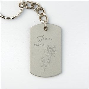 Birth Month Flower Personalized Dog Tag Keychain - 43848