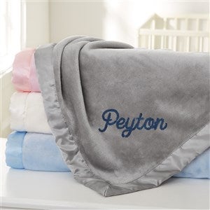 Modern Name Embroidered Grey Baby Blanket - 43866-G