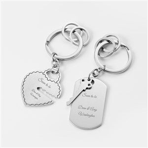 Engraved Engagement Key To My Heart Keychain Set - 43895