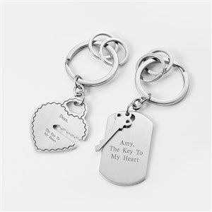 Engraved Wedding Key To My Heart Keychain Set - 43896