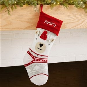 Winter Polar Bear Character Personalized Knit Christmas Stocking - 43939-PB