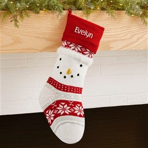 Winter Snowman Character Personalized Knit Christmas Stocking - 43939-SM