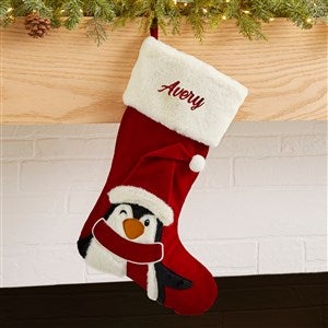 Classic Wintertime Penguin Personalized Christmas Stocking - 43947-P
