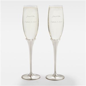 Personalize Wedding Princess Champagne Flute Set - Silver - 43990