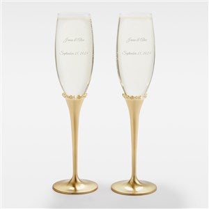 Personalize Wedding Princess Champagne Flute Set - Gold - 43990-G