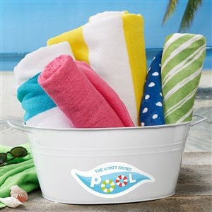 Pool Welcome Personalized Party Tub-White - 43998