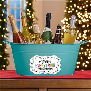Merry Everything Personalized Holiday Party Tub - Teal - 44002-T