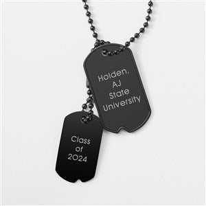 Black Engraved Graduation Dog Tags - Vertical - 44012-V
