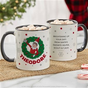 The Elf on the Shelf Wreath Personalized Christmas Mugs - 11 oz - Black - 44046-B
