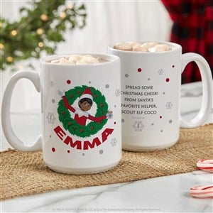 The Elf on the Shelf Wreath Personalized Christmas Mugs - 15 oz - White - 44046-L