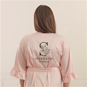 Floral Bridesmaid Personalized Ruffle Satin Robe-Blush - 44051-B