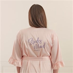 Classic Elegance Wedding Party Personalized Ruffle Satin Robe-Blush - 44052-B