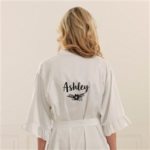 Floral Reflections Personalized Ruffle Satin Robe-White - 44059-W