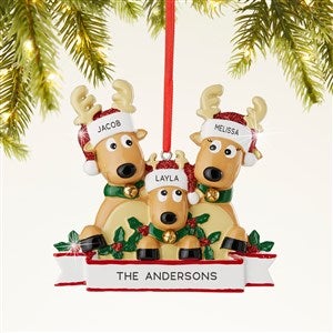 Reindeer Family Personalized Christmas Ornament - 3 names - 44064-3