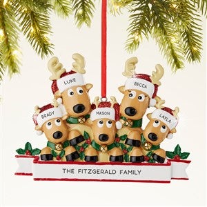 Reindeer Family Personalized Christmas Ornament - 5 names - 44064-5