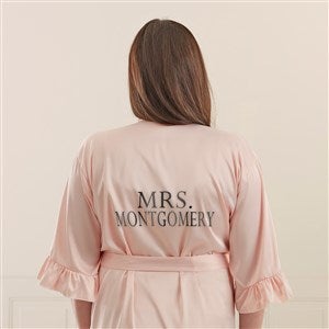 Metallic Foil Bride Personalized Ruffle Satin Robe-Blush - 44069-B