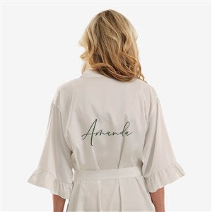 All Yours Personalized White Ruffle Satin Robe  - 44071-W