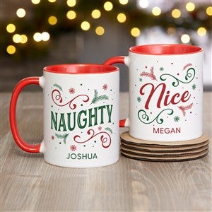 Naughty & Nice Personalized Christmas Coffee Mugs Set of 2 - 44085
