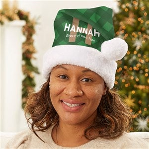 Name Meaning Plaid Personalized Adult Santa Hat  - 44143-A